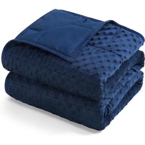 Kivik Weighted Blanket 15 lbs for Adults, Minky Dot Heavy Blankets, Microfiber Reversible Weighted Throw Blankets for All Seasons, Machine Washable,60"x80" Queen Size, Navy Blue