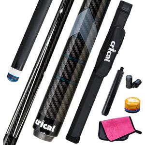 CRICAL Carbon Fiber Pool Cue Stick 58" Billiard Cue Sticks Professional Low Deflection Pool Sticks with 3/8 * 8 Pin Joint and 12.5mm Tip
