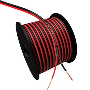 18AWG 2Conductor Red Black Cable 50FT Electrical Wire Cable LED Strips Extension Wire 12V/24V DC Cable Flexible Wire Extension Cord Copper Clad Aluminum Copper Wire