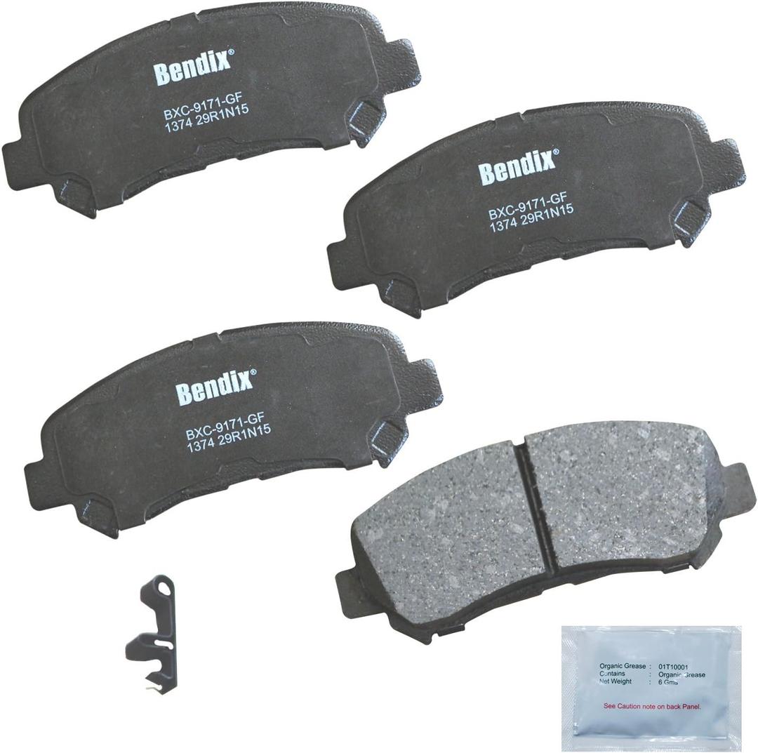 Bendix Priority1 CFC1374 Ceramic Front Brake Pads for Select Models Nissan Juke, Maxima, Rogue, Rogue Select, Sentra, X-Trail, Suzuki Kizashi