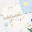 Crisky Baby Shower Blue Gold Thank You Cards (50 Pack) with Envelopes & Stickers Boy Baby Shower Greeting Cards Bulk, Watercolor Delicate Wildflower for Baby Shower Party