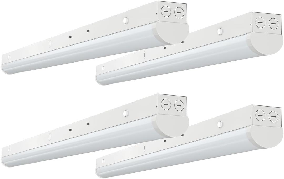 8FT LED Linear Strip Light, Super Bright LED Shop Lights 50W 70W 80W 90W 100W Selectable/6CCT 3000K-6500K, Flush Mount 0-10V Dimmable Commercial Garage Workshop Indoor Ceiling Light, ETL DLC(4 Pack)