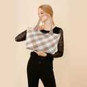 Woven Shoulder Bags for Women, Top Handle Tote Bag Vegan Leather Handbag