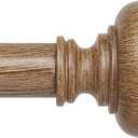 Wood Curtain Rod 36 to 60 Inch, Decorative Boho Vintage Curtain Rods for Windows, 1 Inch Adjustable Heavy Duty Farmhouse Rustic Metal Drapery Pole with Wood Grain Finials