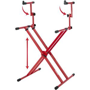 Gator Frameworks Deluxe Two Tier X Frame Keyboard Stand, Bright Red Finish (GFW-KEY-5100XRED)
