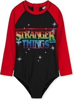 Stranger Things Girls Swimming Costume Summer Holiday Essentials Long Sleeve Childrens Swimwear 9-10Years