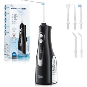 Water Dental Flosser 300ML Portable - 4 Modes Cordless Oral Irrigator - Rechargeable IPX7 Waterproof - Water Dental Piks for Cleaning for Home Travel