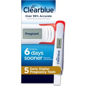 Clearblue Early Digital Pregnancy Test, Early Detection at Home Pregnancy Test, 5 Ct, BBD 08/31/2028