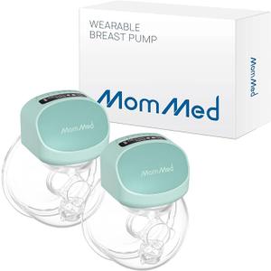 Mommed Double Wearable Breast Pump S10Pro with 3 Modes & 9 Levels, Leak-Proof Design, Portable Electric Breast Pump with Efficient Pump Motor, 24mm Breast Shield, 17/19/21mm Flange Inserts(Green)