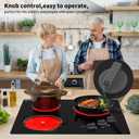 VBGK Electric Cooktop,24 inch 220V Stove Top,Touch and Knob Control,LED,9 Power Levels, Kids Lock &Timer,Overheat Protection,5000W 3 burner electric cooktop.