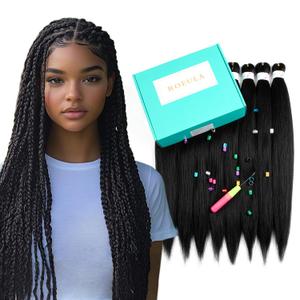 1# Jet Black Pre Stretched Braiding Hair 20 Inch 8 Packs Long Jet Black Braiding Hair Pre Stretched Professional Prestretched Braiding Hair Extensions Synthetic (1#, 20 Inch (pack of 8))