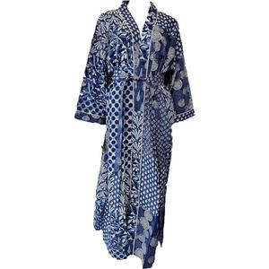 Cotton Kimono Robes for Women's, Light Bathrobe for Women, Dressing Gown Kimono Robe, Long Kimono Robe Traditional Kimono for Women Blue