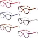 6 Pack Reading Glasses Blue Light Blocking Fashion Ladies Readers with Spring Hinges,Anti Glare UV Eyestrain,Computer Eyeglasses for Women 1.5