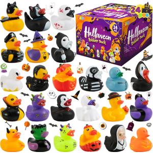 JOYIN 24 Pcs Halloween Ducks Bath Toys, Halloween Rubber Ducks Bulk for Party Favors, Mini Duckies Baby Bathtub Toys for Trick or Treating Goodie Bag Fillers, Classroom Prizes JOYIN 24 Pcs Halloween Ducks Bath Toys, Halloween Rubber Ducks Bulk for Party Favors, Mini Duckies Baby Bathtub Toys for Trick or Treating Goodie Bag Fillers, Classroom Prizes