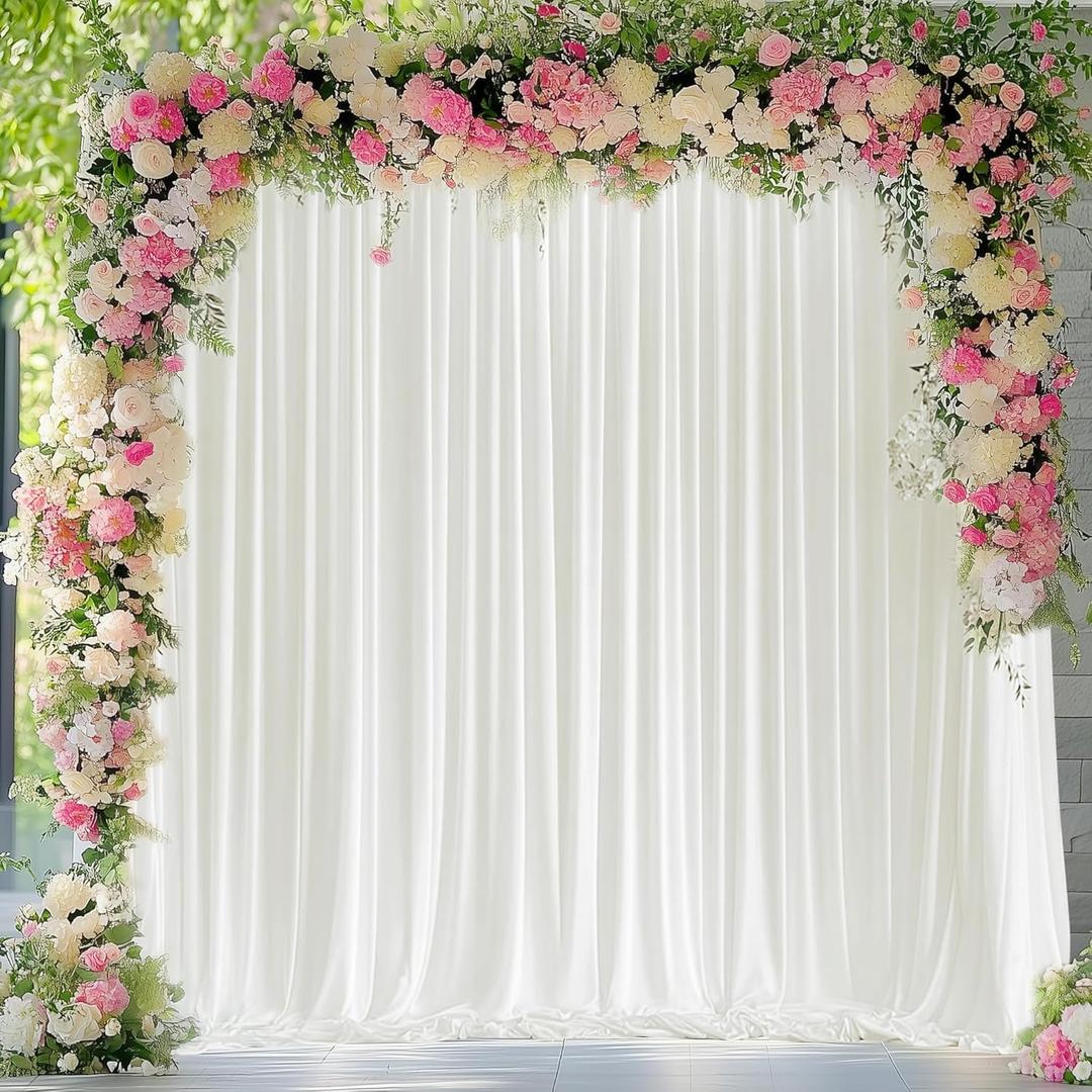 Wokceer Ivory Backdrop Curtain for Wedding Parties 10x10FT Photo Backdrop Drapes for Wedding Polyester for Photoshoot Baby Shower Birthday Party Curtains Background 2 Panels 5x10FT (10FTx10FT)