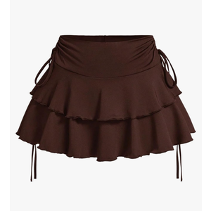 Verdusa Women's Y2k Ruffle Mini Skirt Bow Side Flowy A Line Cute Short Skirts Casual Skorts
M