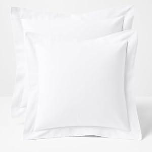 Cotton Metrics Linen 2 Pack Euro Pillow Shams 22x22 – 600 Thread Count 100% Organic Cotton White Square Pillow Covers with 2 Inch Flange, Soft & Smooth Premium Hotel-Quality Pillowcases Set of 2