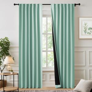 NICETOWN Aqua Blue 100% Blackout Curtains, 2 Panels 52x84 Inches, Thermal Insulated Energy Efficient Window Draperies for Bedroom & Living Room, Shading Drapes for Light Sleepers, Rod Pocket Back Tab