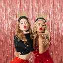 Rose Gold Backdrop Birthday Decorations - Foil Fringe Curtain Streamers for Sweet 16 Party Decorations Birthday Decorations for Women-5 Packs