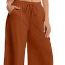 Women's Wide Leg Palazzo Pants - High Waist Flowy Casual Loose Beach Trousers (Brown, S)