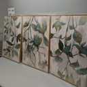 Large Framed Canvas Wall Art - Natural Float Framed Rustic Green Flowers Leaves Pictures Paintings White Grey Artwork Decor for Bedroom Living Room Kitchen Home Office Decoration 60" X 28" Set of 3