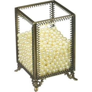 PuTwo Makeup Organizer Vintage Make up Brush Holder with Free White Pearls - Small (Clear)