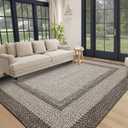 Garvee Printed Rug (Not Woven!) Farmhouse Living Room Area Rug 8x10 Non-Slip Washable Rugs, Braided Print Large Carpet, Stain Resistant Ultra-Thin Foldable Floor Cover for Nursery Dining Room