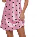 Vrtige Women's Satin Silk Spaghetti Strap Full Slip Nightdress Chemise Sleepwear (Pink, M)