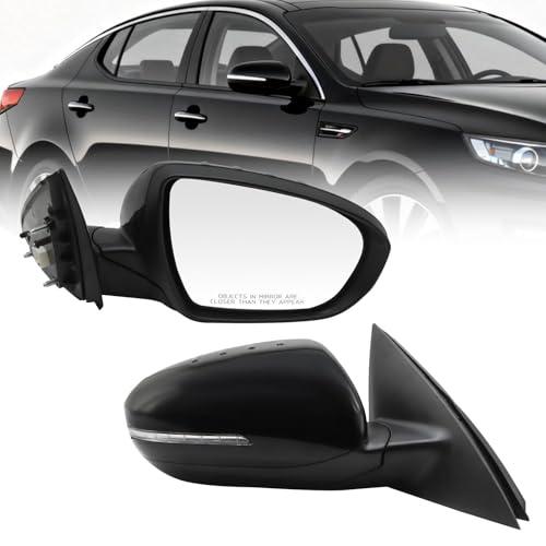 Jecoupoon Right Passenger Side Mirror Assembly Compatible with 2011 2012 2013 Optima Mirrors with Manual Folding & Non Heated & Power Glass Black KI1321152 876202T110 (5 Pins)