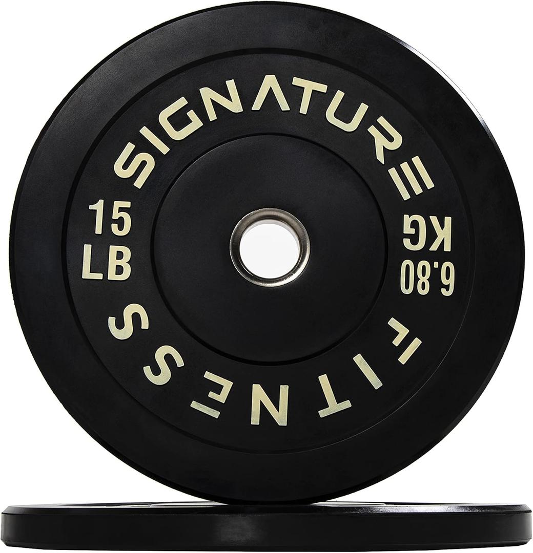 Signature Fitness 2" Olympic Bumper Plate Weight Plates with Steel Hub (Colored)