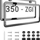 Mirror Black License Plate Frame - Titanium/Gunmetal Stainless Steel, 2-Hole Sleek Style, Premium Metal Durability, Easy Install, 2-Pack Gift Box - Polished Gloss Finish