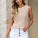 Arach&Cloz Women's Wool Blend Sleeveless All Season Business Casual Tank | Soft Breathable Wool Blend Stretchy lightweight Sleeveless Business Casual Work Outfit Spring Summer Fall Clothes Wear 2026 (Beige, S)