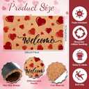 Blosssound Valentine's Day Natural Coir Doormat 17x29 Inch Love Heart Rugs Welcome Nature Coir Kitchen Mats Non Slip Entrance Floor Rugs for Indoor and Outdoor Holiday Decor Supplies