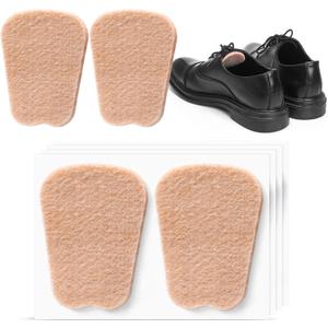 Shyyween 4 Pairs Felt Tongue Pads for Shoes Soft Adhesive Thick Shoe Tongue Pads Non Slip Cushion Inserts for Men and Women(Skin Color)