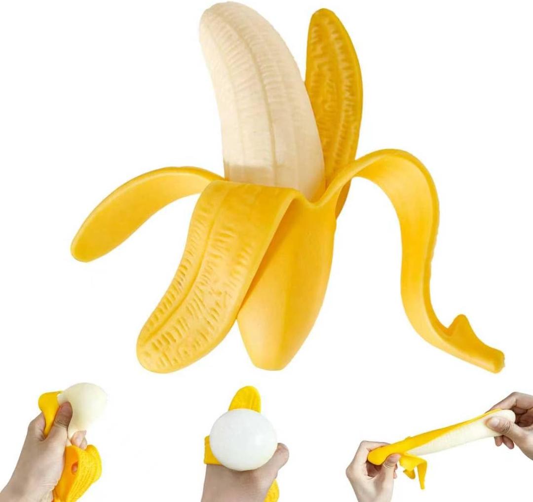 Bananas Fruit Squeeze Toys, Banana Squishies for Stress Relief Stress, Stretchy Fidget Toys for Fun Easter Basket Stuffer Gift Birthday Party