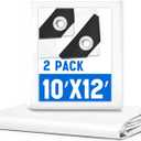 2 Pack 10 x 12 ft 5.5 Mil Large Tarps Heavy Duty Waterproof Tarp Multi Purpose Tent Cover for Home Boats Cars Camping Patio Furniture Roof Emergency Rain Protective Cover, White