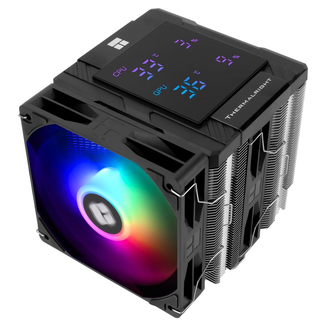 Peerless Assassin 120 Digital ARGB Black CPU Cooler, Double 120mm PWM Fans with 1850RPM Speed, Support Intel LGA1700/1851/115X, AMD: AM4/AM5, Computer CPU Cooling, Digital Screen Top Cover