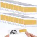 Kathfly 100 Pcs 3 x 1. 4 Inch Self Adhesive Label Holders Nameplate, Clear Shelf Label Holders Plastic Name Price Tag Strip Door Plates for Supermarket Retail Store Home Office Desk Storage Bins