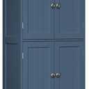 ChooChoo Bathroom Floor Cabinet, Modern Bathroom Storage Cabinet with 4 Doors and Adjustable Shelves, Freestanding Cupboard for Living Room, Blue