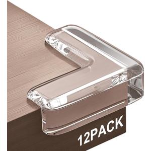 Corner Protectors, 12 Pack, Baby Proofing Corner Guards, Clear and Transparent Corner Bumper & Edge Cushion for Furniture, Table, Cabinet Sharp Corner & Edge, Baby Safety Material (L-Shaped)