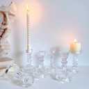 4.3" Tall Clear Crystal Candle Sticks Holder Set of 6 Glass Candle Holders Taper Candle Holder Decor for Wedding Festival Party Windowsill Wedding, Festival, Party, Thanksgiving Table