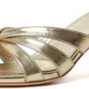 Mostrin Strappy Kitten Heels for Women Round Open Toe Flip Flops Slip On Mules Heels Fashion Thong Heeled Sandals for Party Wedding Holiday (8, Gold)