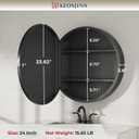 Keonjinn 24 x 24 In Round Medicine Cabinets for Bathroom, Black Mirror Surface Mount Medicine Cabinet, Circle Black Medicine Cabinet with Mirror, Adjustable Shelves Framed Bathroom Mirror with Storage