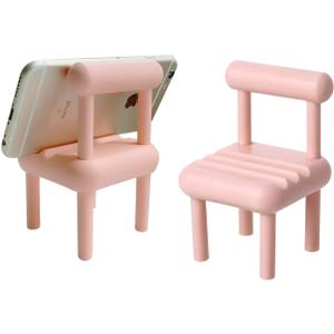 DIY Mini Chair Cell Phone Stand, Candy Color Mobile Phone Holder, Multi-Angle Chair Shape Table Phone Bracket, Compatible with All Mobile Phones, PP Material and Well Made (Pink) -1 Pack