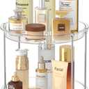 360 Rotating Makeup Organizer – 2 Tier Lazy Susan Turntable Organizer, Clear Bathroom Counter Organizer for Vanity, Spinning Skincare Perfume Tray for Bathroom, Dresser, Kitchen Cabinet