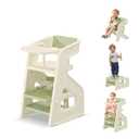 3-in-1 High Chair for Babies Kids Convertible HighChair Toddlers Adjustable Height Kitchen Step Stool for Sink Kids Chair Removable Tray Ideal for Dining Kitchen and Bathroom Use, Green