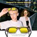 Night Driving Glasses Night Vision Glasses Fit Over Glasses Polarized Anti-Glare UV400 Gift for Men Women (Night Vision (Yellow Lens / Red Tortoise Frame))