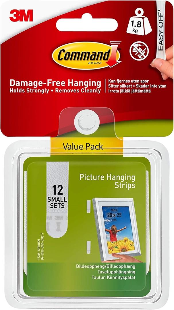 3M Picture Hanging Strips, Small, 24 Strips/Pk