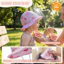 Durio UPF 50+ Baby Sun Hat - Wide Brim Beach Bucket Hats for Infant Girls 0-4T, Outdoor Summer Hat for Newborn to Toddler (Pink, L)