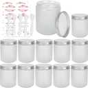 12 Pack 8 oz Round Frosted Glass Jars with Silver Metal Lids, 240ml Matte Clear Empty Candle Jars Cosmetic Jars Food Storage Containers, Canning Jars For Spice, Powder, Liquid, Sample, Face Cream Lotion